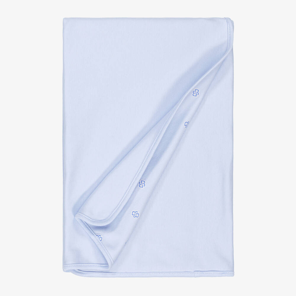 BOSS-Boys Sky-Blue Soft Cotton Blanket | Childrensalon Outlet