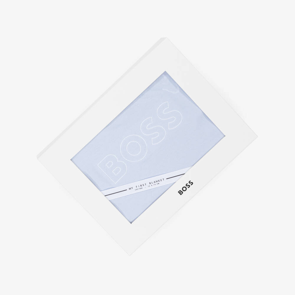 BOSS-Boys Sky-Blue Soft Cotton Blanket | Childrensalon Outlet