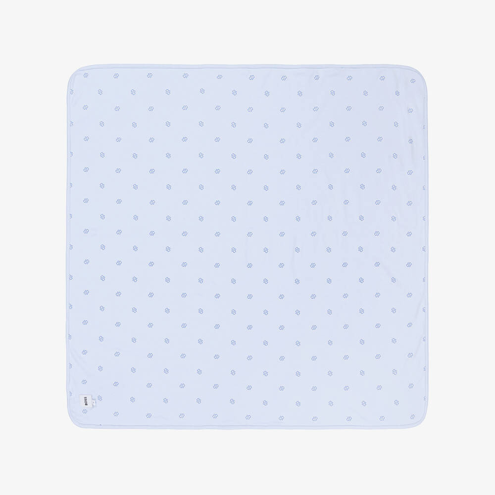 BOSS-Boys Sky-Blue Soft Cotton Blanket | Childrensalon Outlet