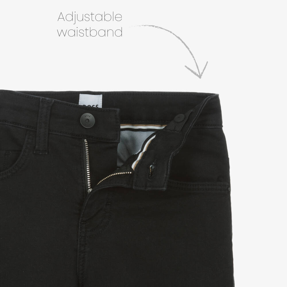 BOSS-Boys Sleek Black Denim Trousers | Childrensalon Outlet
