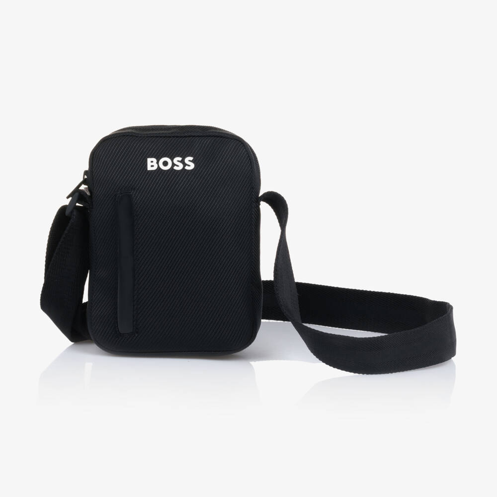 BOSS-Boys Sleek Black Messenger Satchel | Childrensalon Outlet
