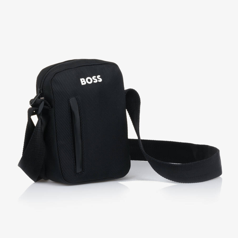 BOSS-Boys Sleek Black Messenger Satchel | Childrensalon Outlet