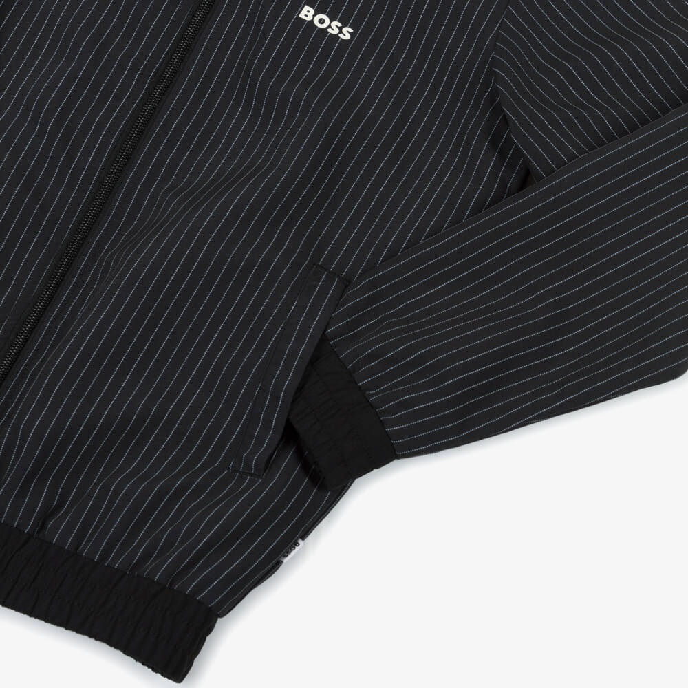 BOSS-Boys Sleek Black Pinstripe Coat | Childrensalon Outlet