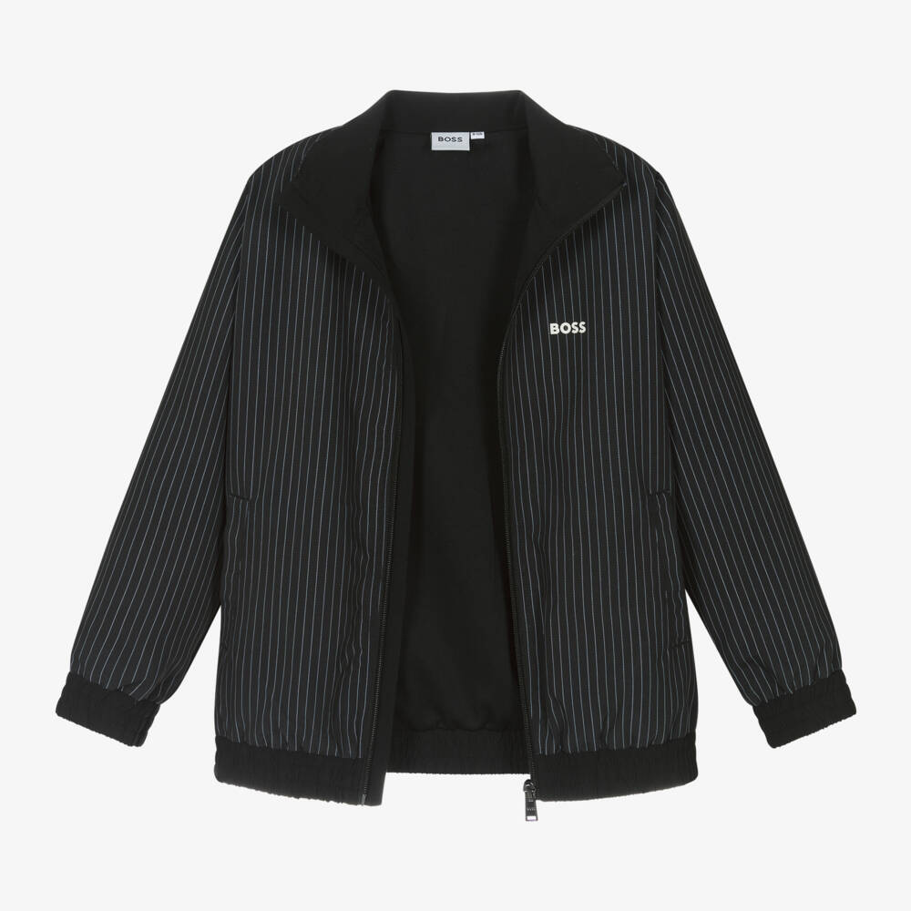 BOSS-Boys Sleek Black Pinstripe Coat | Childrensalon Outlet