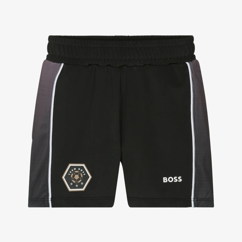 BOSS-Элегантные черные шорты для футбола для мальчиков | Childrensalon Outlet