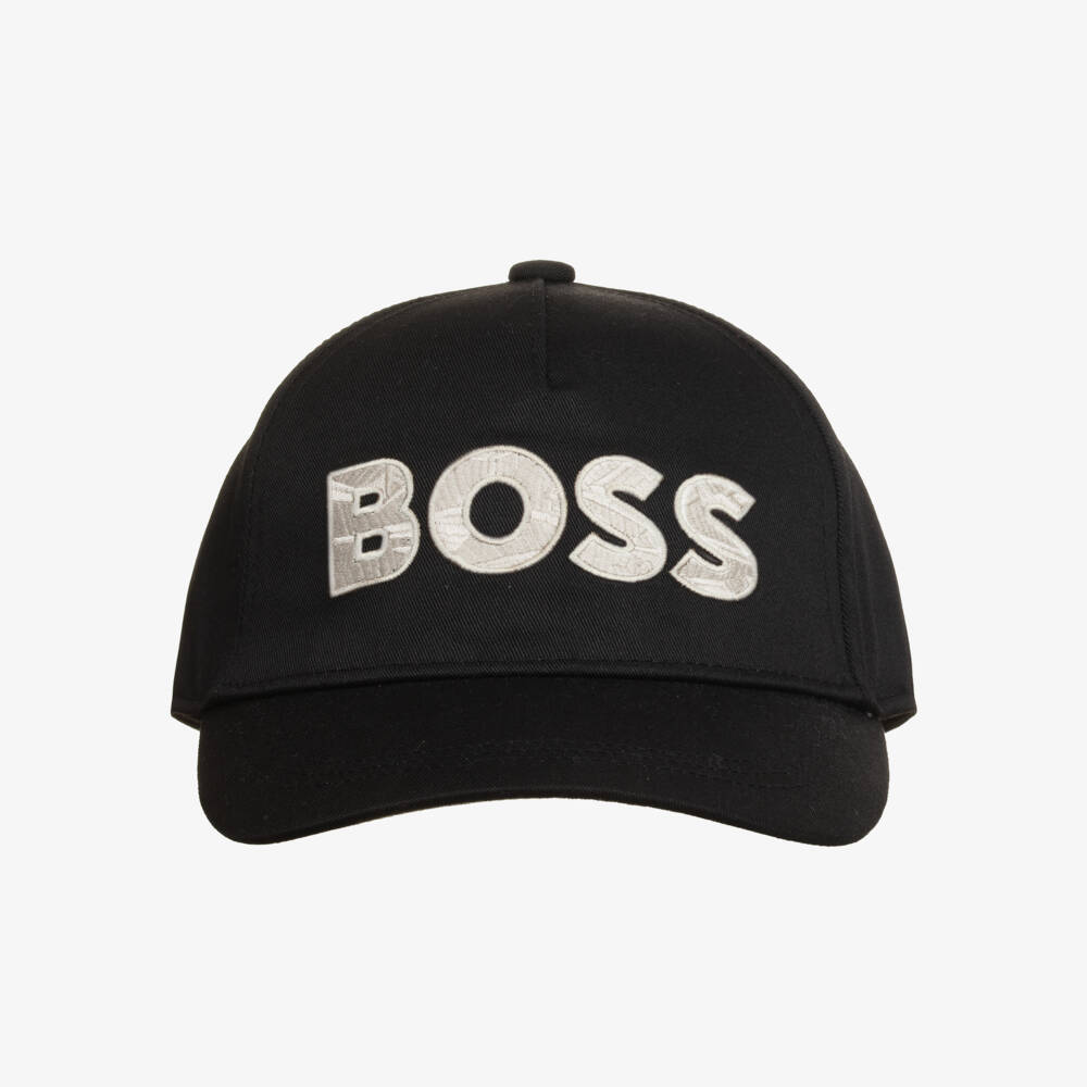 BOSS-Boys Sleek Black Twill Hat | Childrensalon Outlet