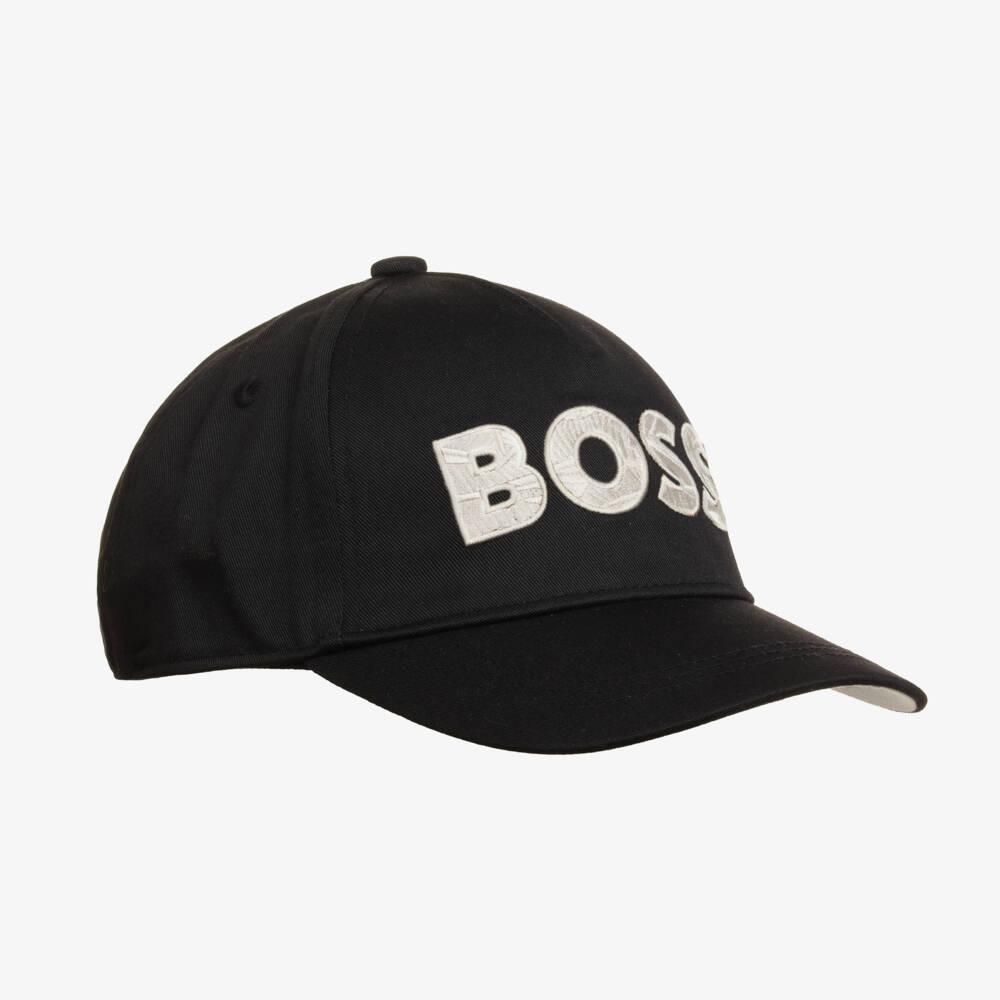 BOSS-Boys Sleek Black Twill Hat | Childrensalon Outlet