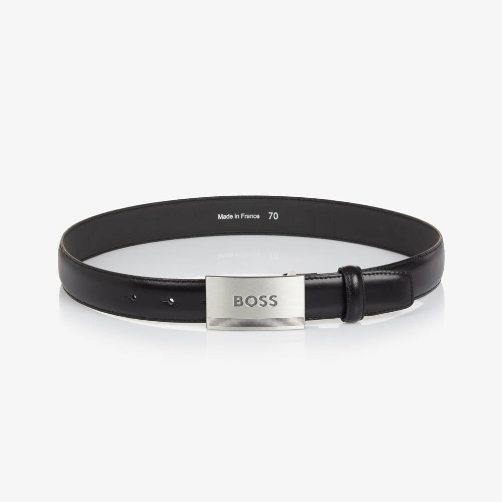 BOSS-Boys Sleek Leather Buckle Belt | Childrensalon Outlet