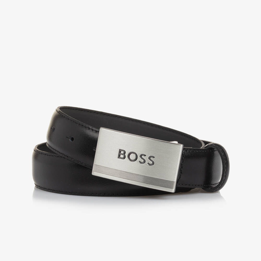 BOSS-Boys Sleek Leather Buckle Belt | Childrensalon Outlet