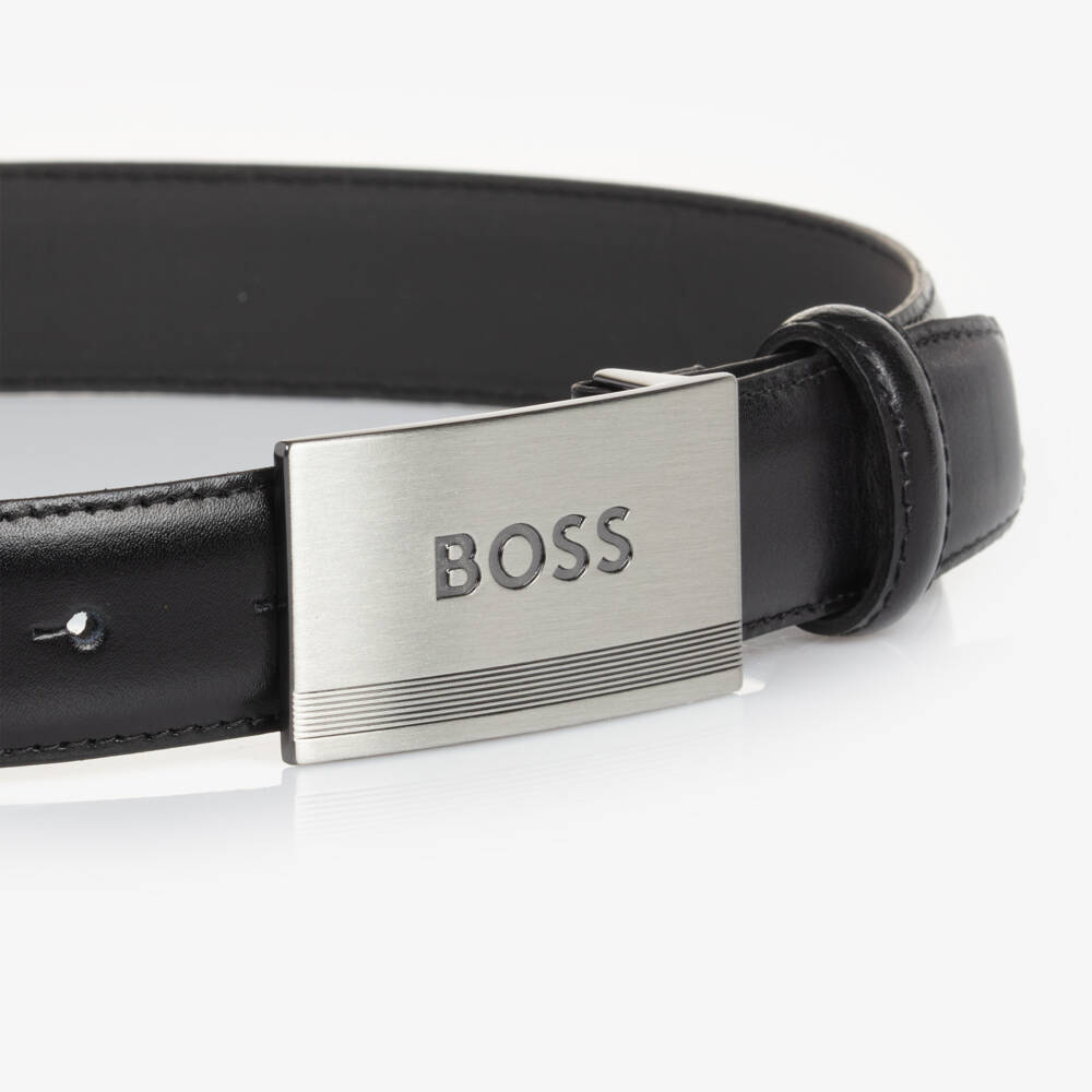 BOSS-Boys Sleek Leather Buckle Belt | Childrensalon Outlet