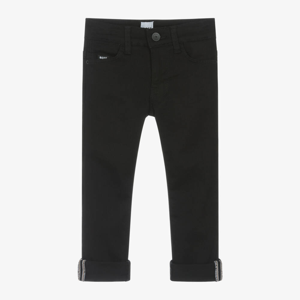 BOSS-Boys Slim Black Denim Trousers | Childrensalon Outlet