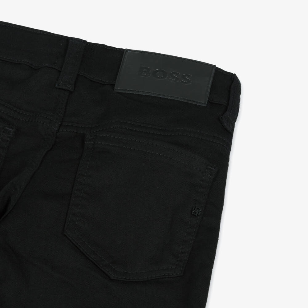 BOSS-Boys Slim Black Denim Trousers | Childrensalon Outlet