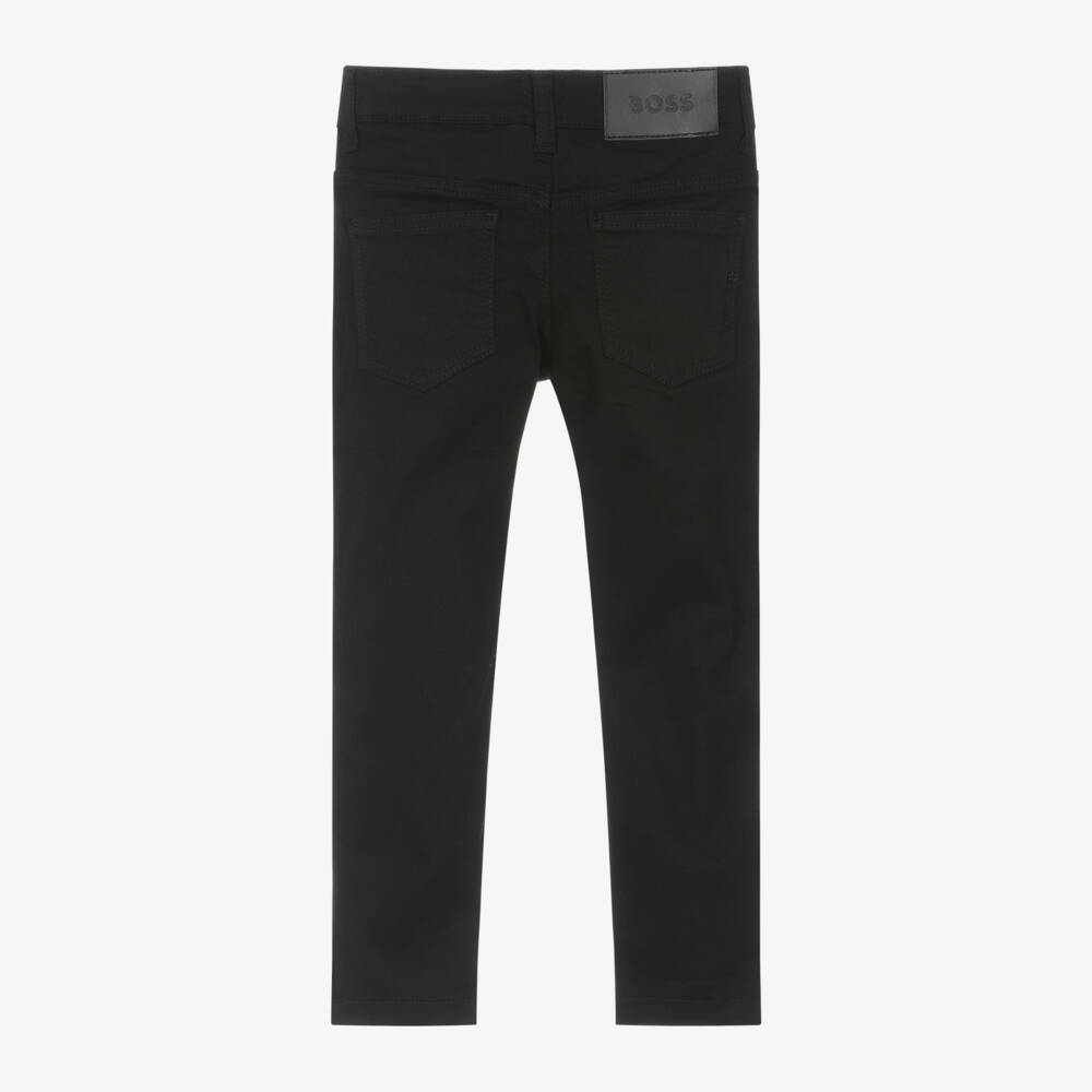 BOSS-Boys Slim Black Denim Trousers | Childrensalon Outlet