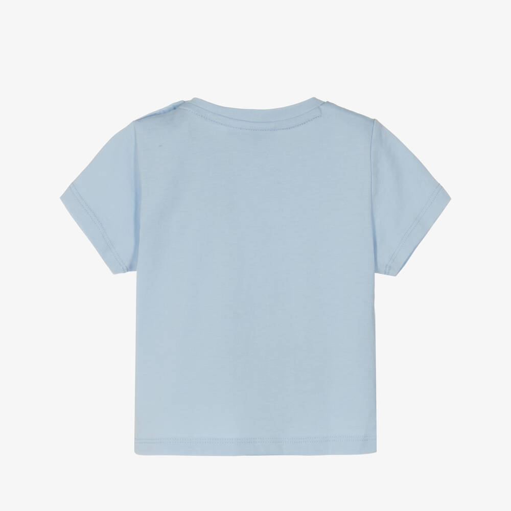 BOSS-Boys Soft Blue Cotton Tee | Childrensalon Outlet