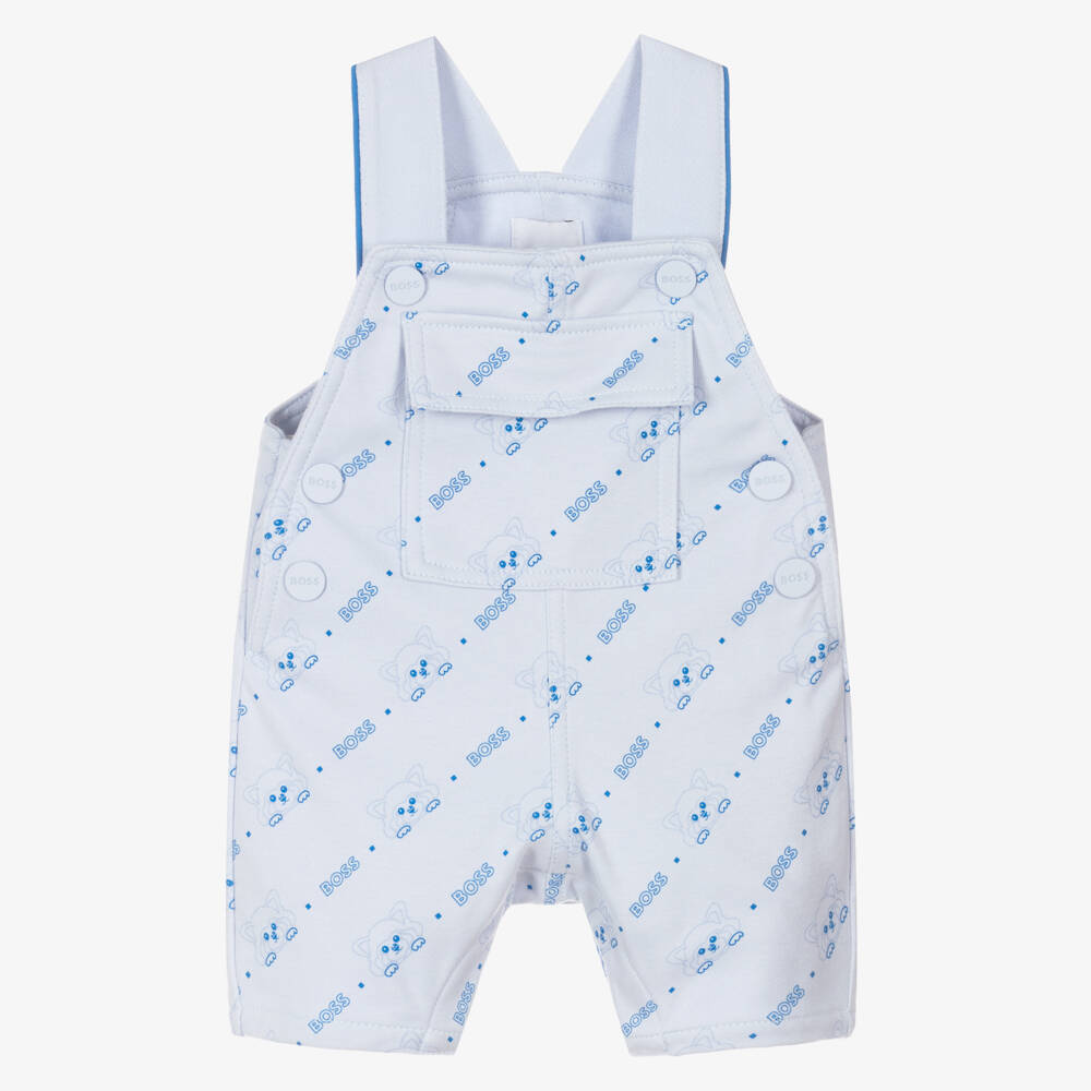 BOSS-Boys' Soft Blue Jersey Overalls | Childrensalon Outlet