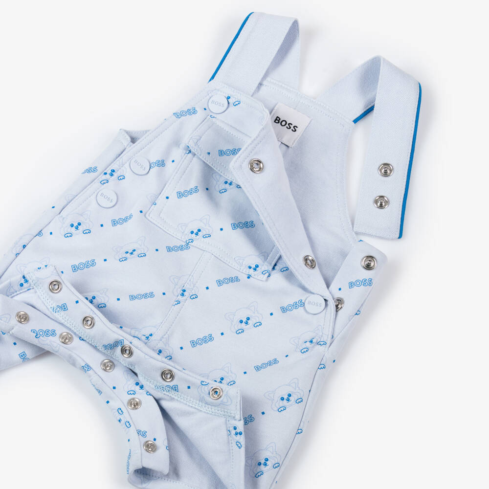 BOSS-Boys' Soft Blue Jersey Overalls | Childrensalon Outlet
