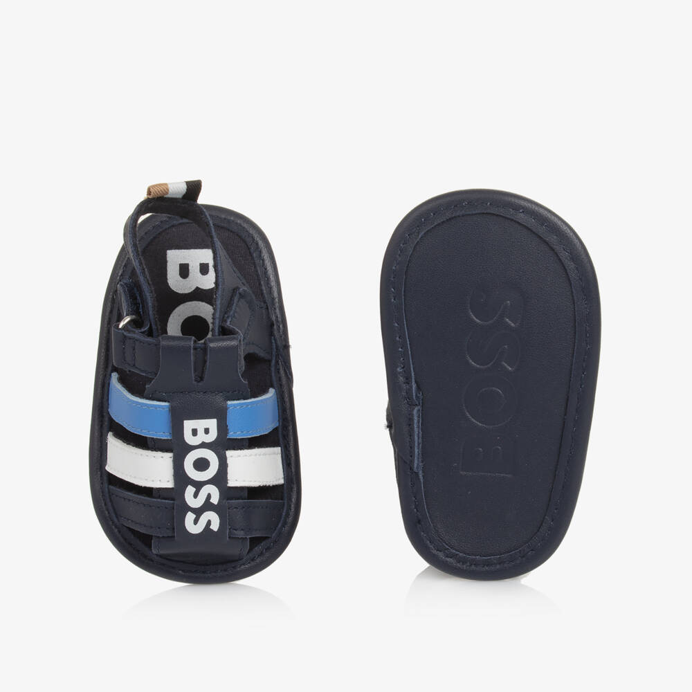 BOSS-Boys Soft Blue Leather Walkers | Childrensalon Outlet