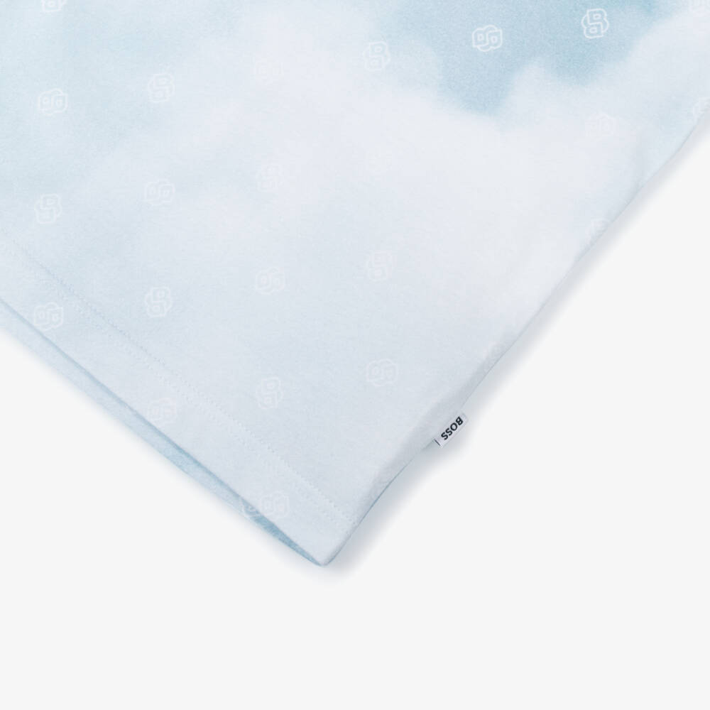 BOSS-Boys Soft Blue Monogram Tee | Childrensalon Outlet