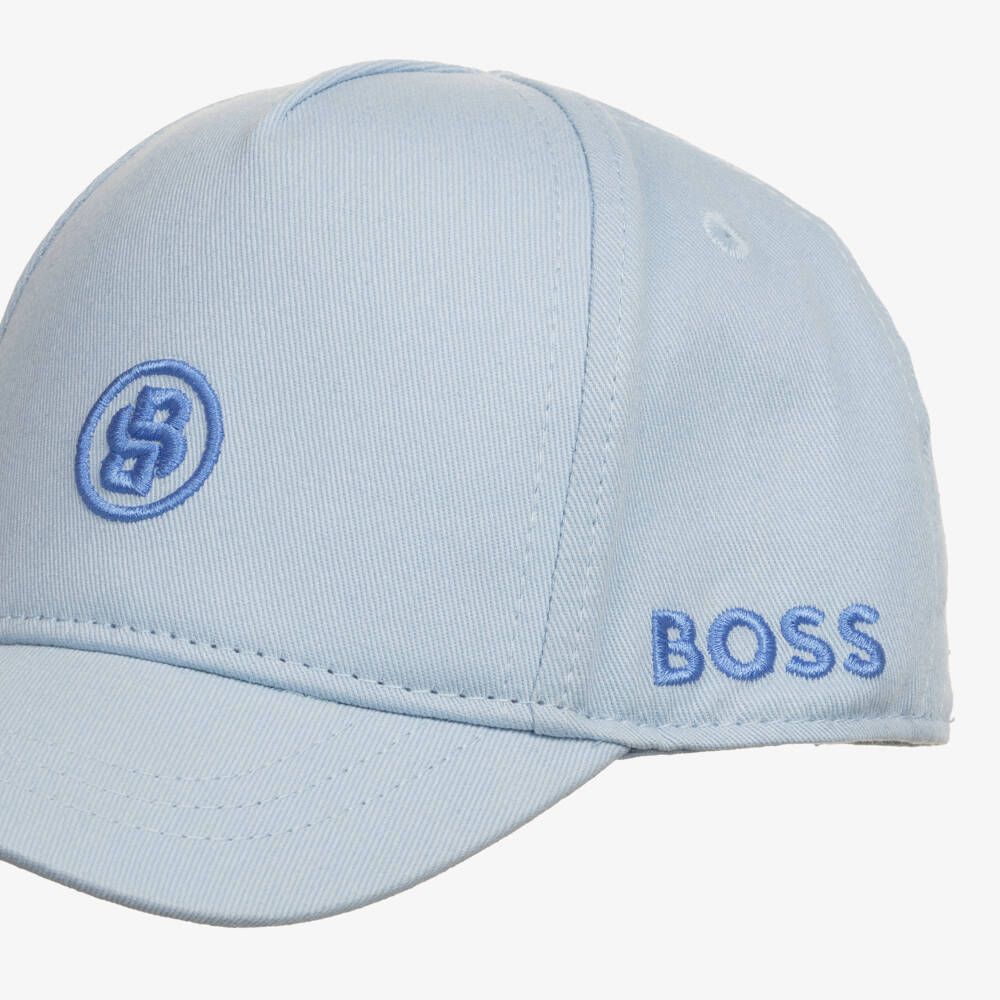 BOSS-Boys Soft Blue Monogrammed Cap | Childrensalon Outlet
