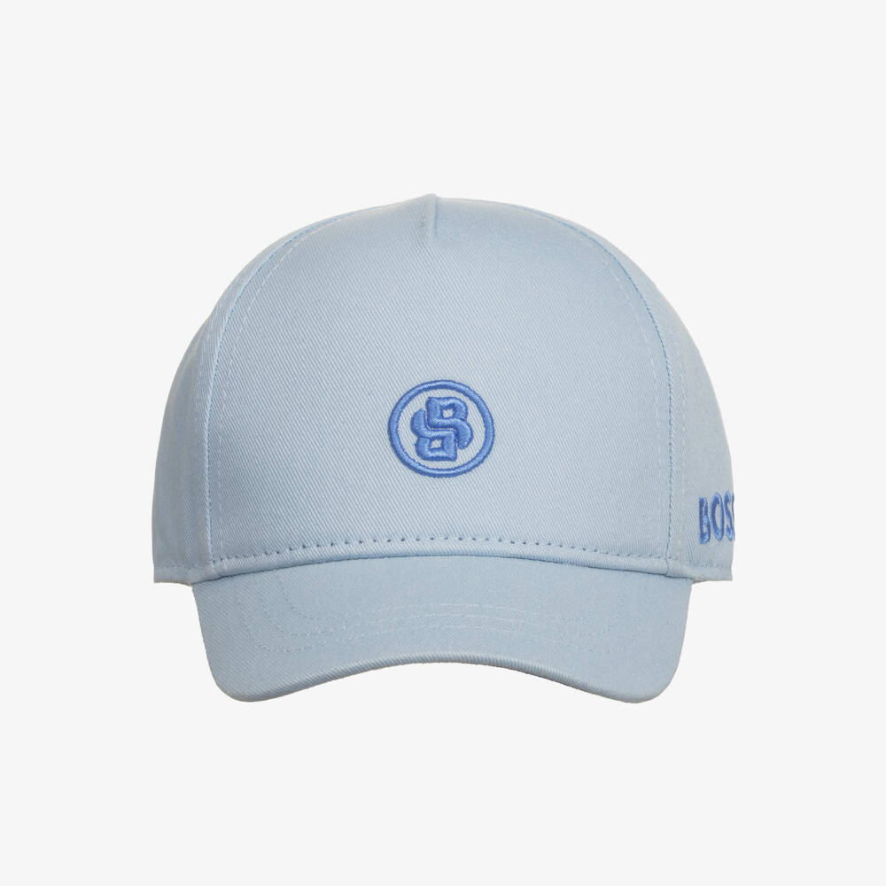 BOSS-Boys Soft Blue Monogrammed Cap | Childrensalon Outlet