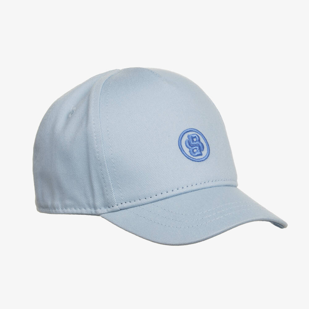 BOSS-Boys Soft Blue Monogrammed Cap | Childrensalon Outlet