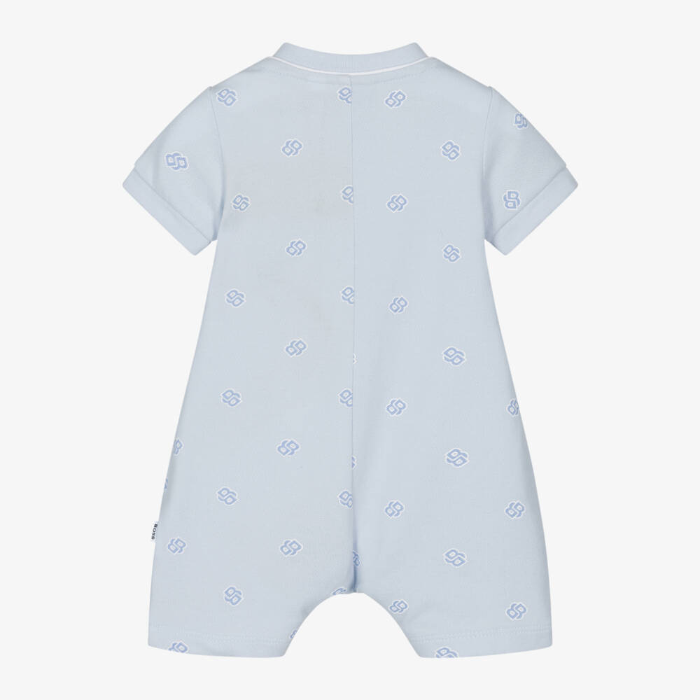 BOSS-Boys Soft Blue Piqué Shortie | Childrensalon Outlet