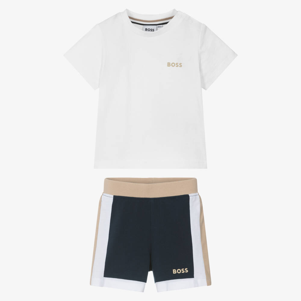 BOSS-Boys Soft Cotton Colorblock Shorts Ensemble | Childrensalon Outlet