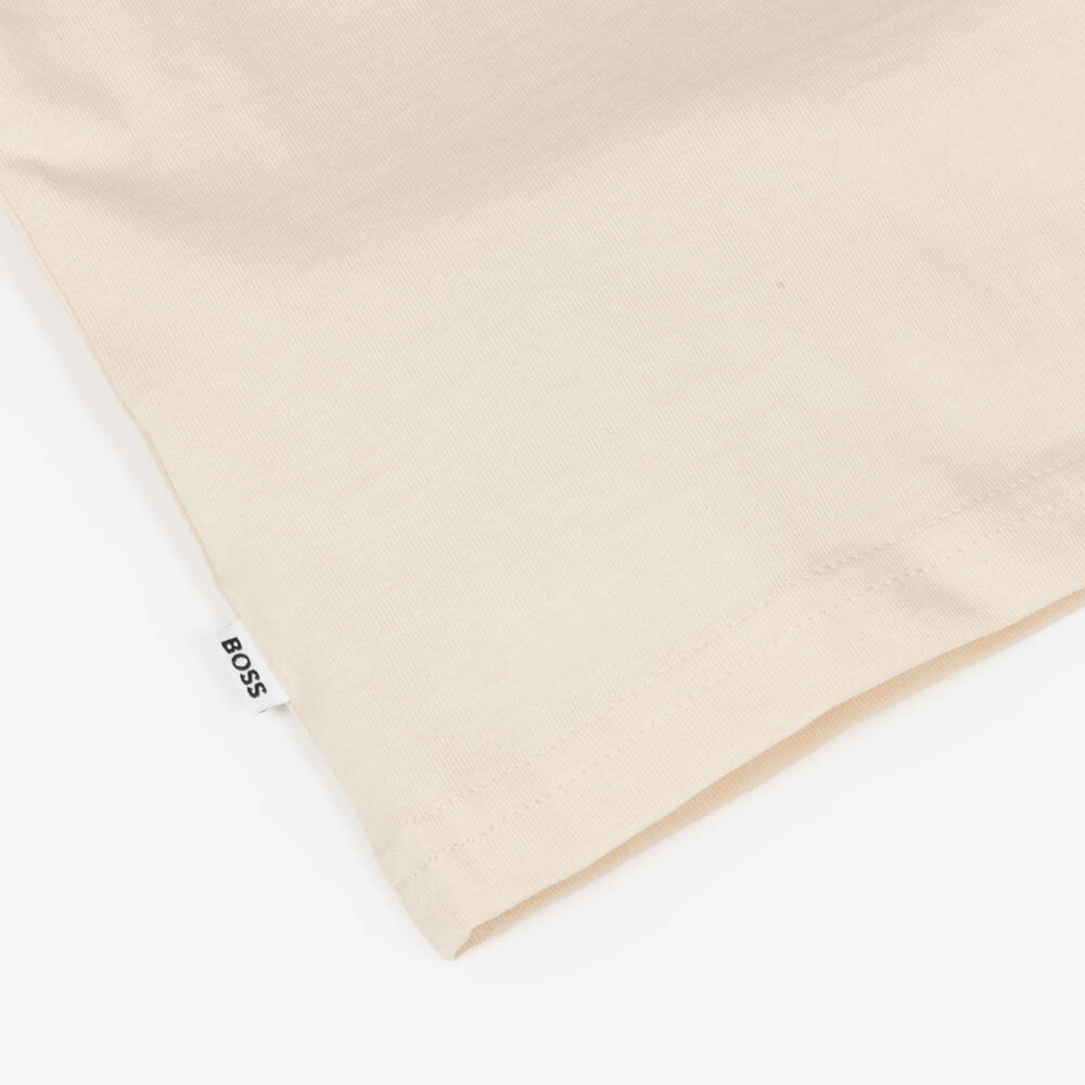BOSS-Boys Soft Ivory Block Cotton Tee | Childrensalon Outlet