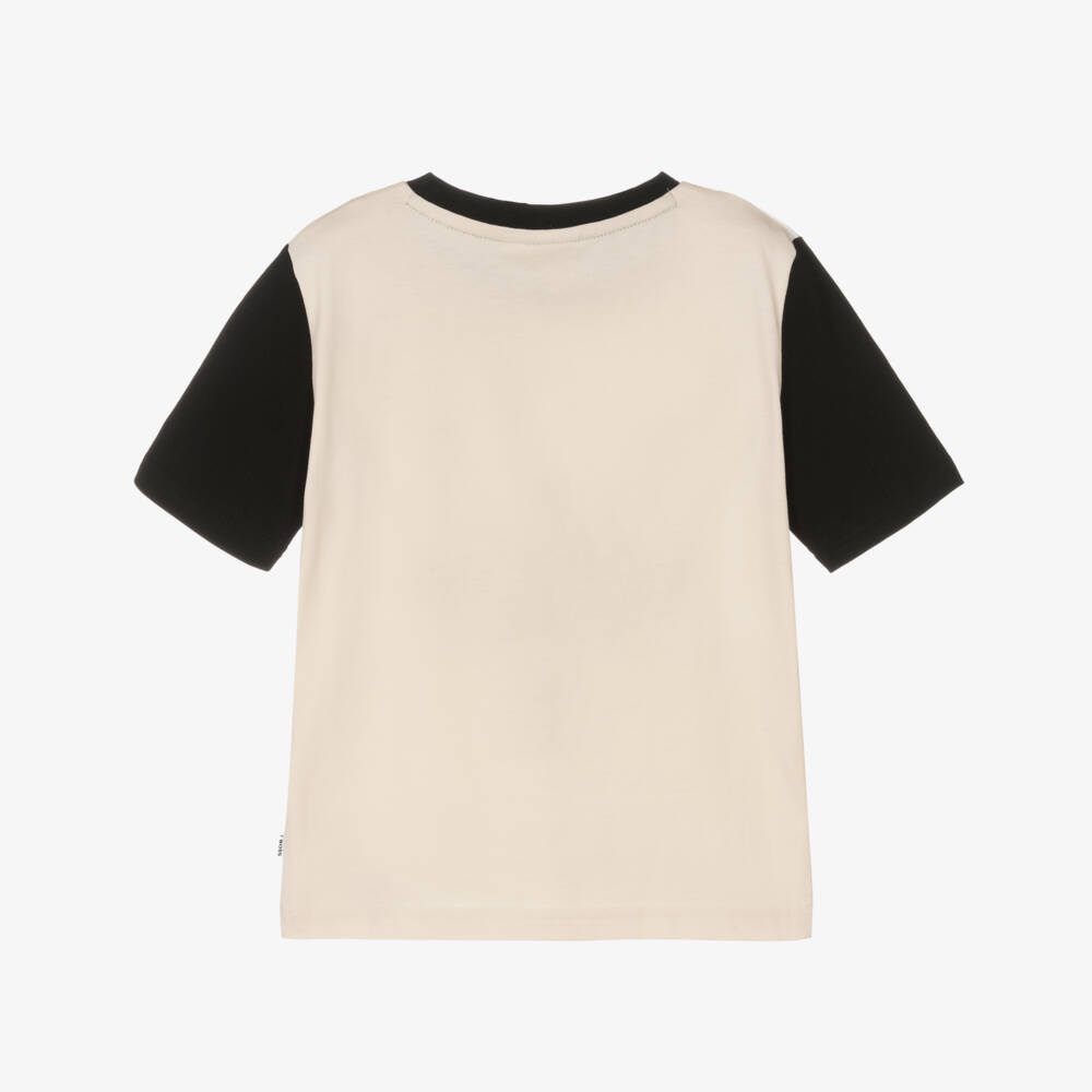 BOSS-Boys Soft Ivory Block Cotton Tee | Childrensalon Outlet