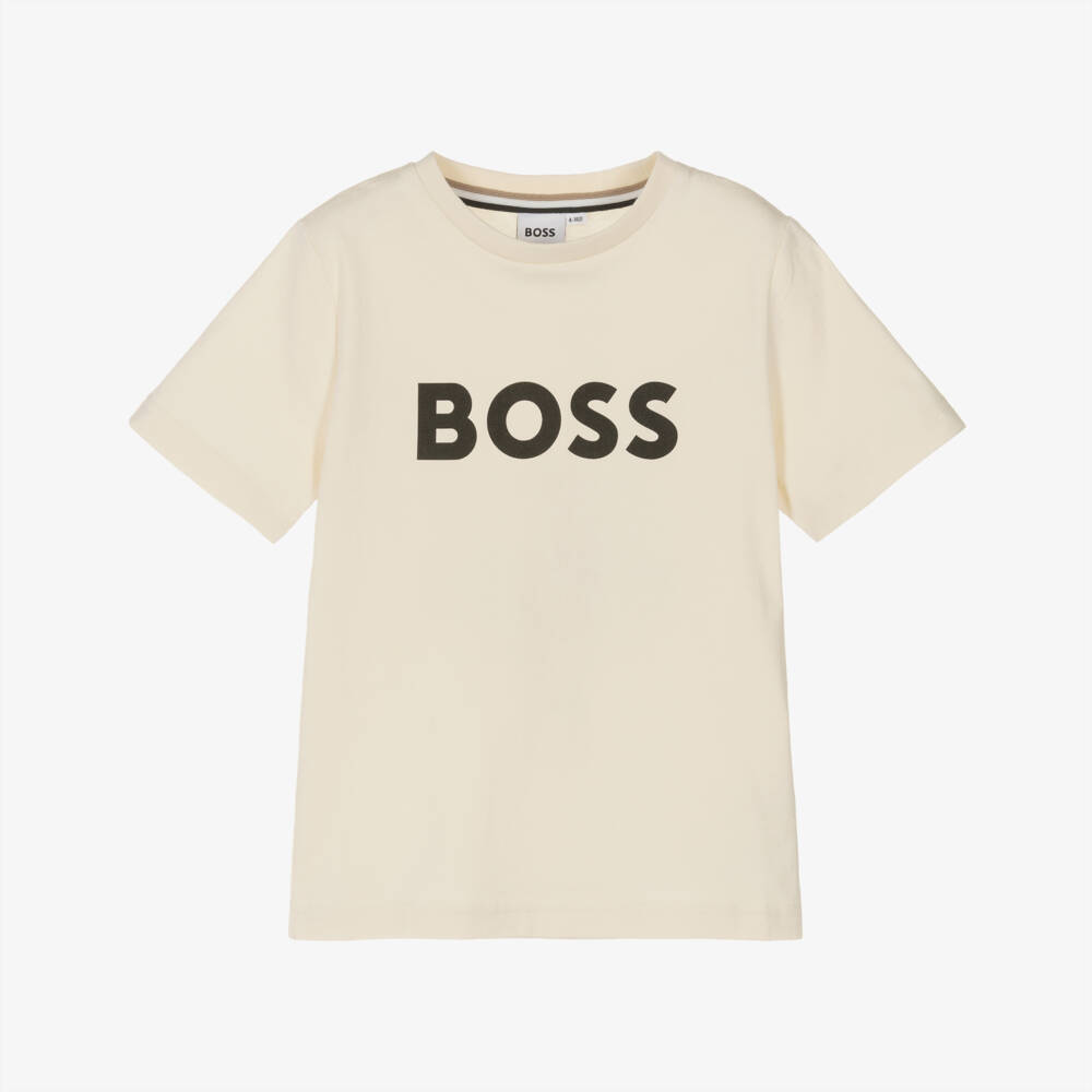 BOSS-Boys Soft Ivory Tee | Childrensalon Outlet