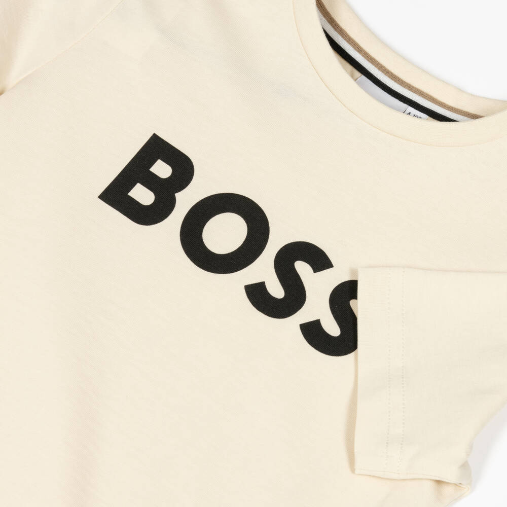 BOSS-Boys Soft Ivory Tee | Childrensalon Outlet