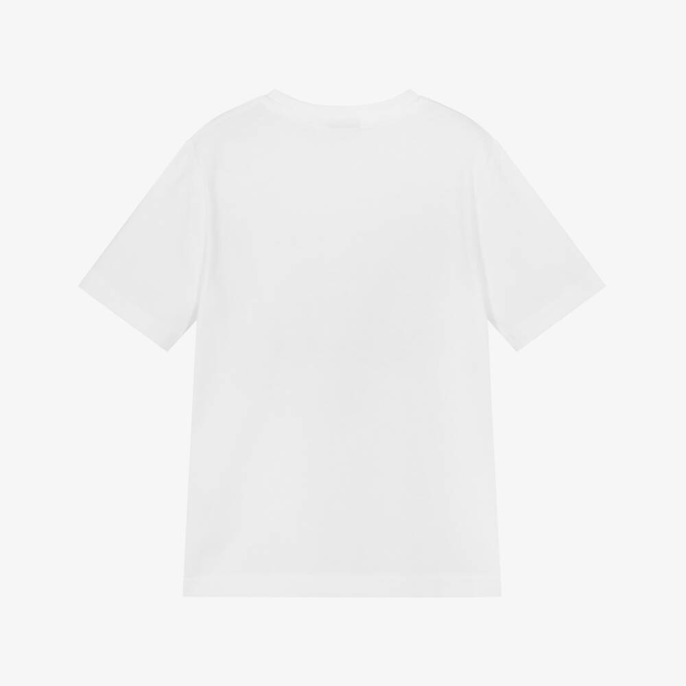 BOSS-تي شيرت قطني ناعم أبيض للأولاد | Childrensalon Outlet