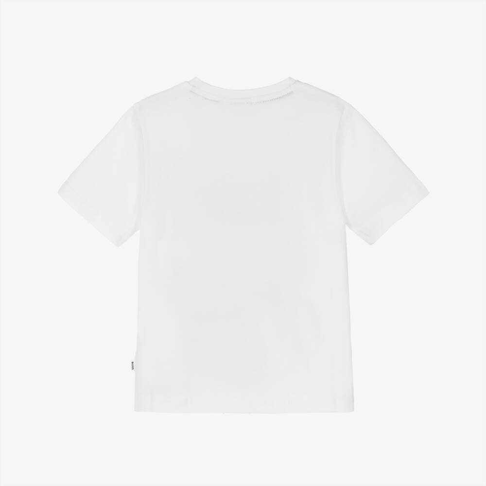 BOSS-Boys Soft White Logo Tee | Childrensalon Outlet