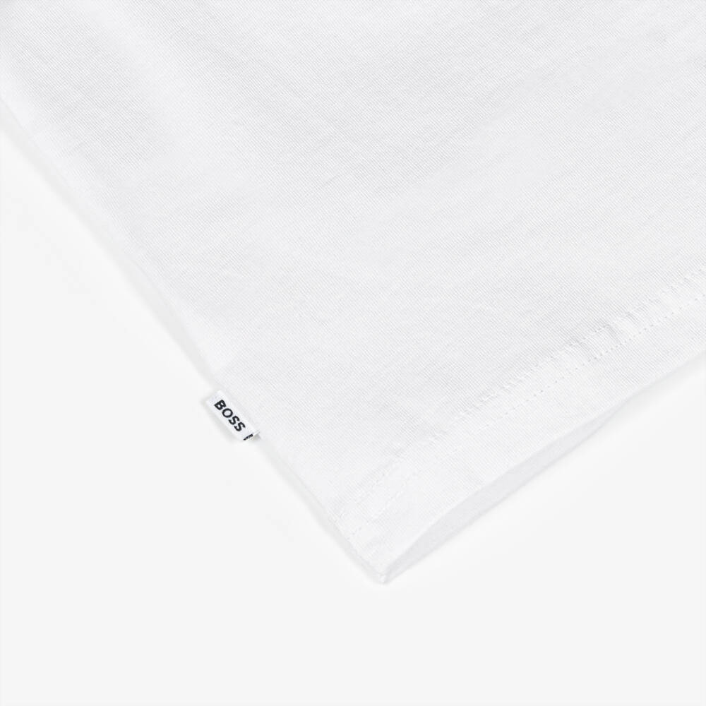 BOSS-Boys Soft White Logo Tee | Childrensalon Outlet