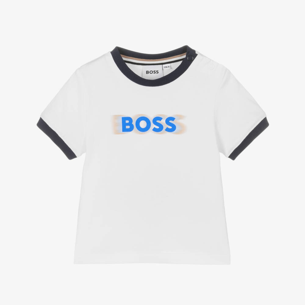 BOSS-Boys Soft White Logo Tee | Childrensalon Outlet
