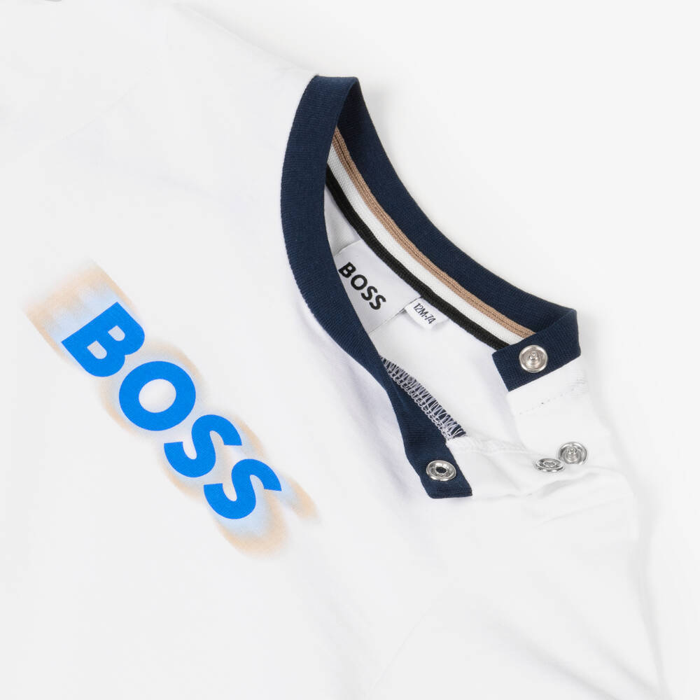 BOSS-Boys Soft White Logo Tee | Childrensalon Outlet