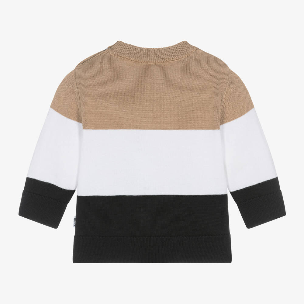 BOSS-Boys Striped Cotton Knit Jumper | Childrensalon Outlet
