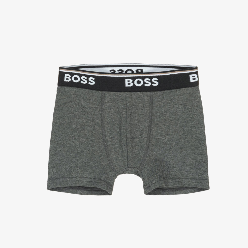 BOSS-Boys Stylish Grey & Beige Boxers | Childrensalon Outlet