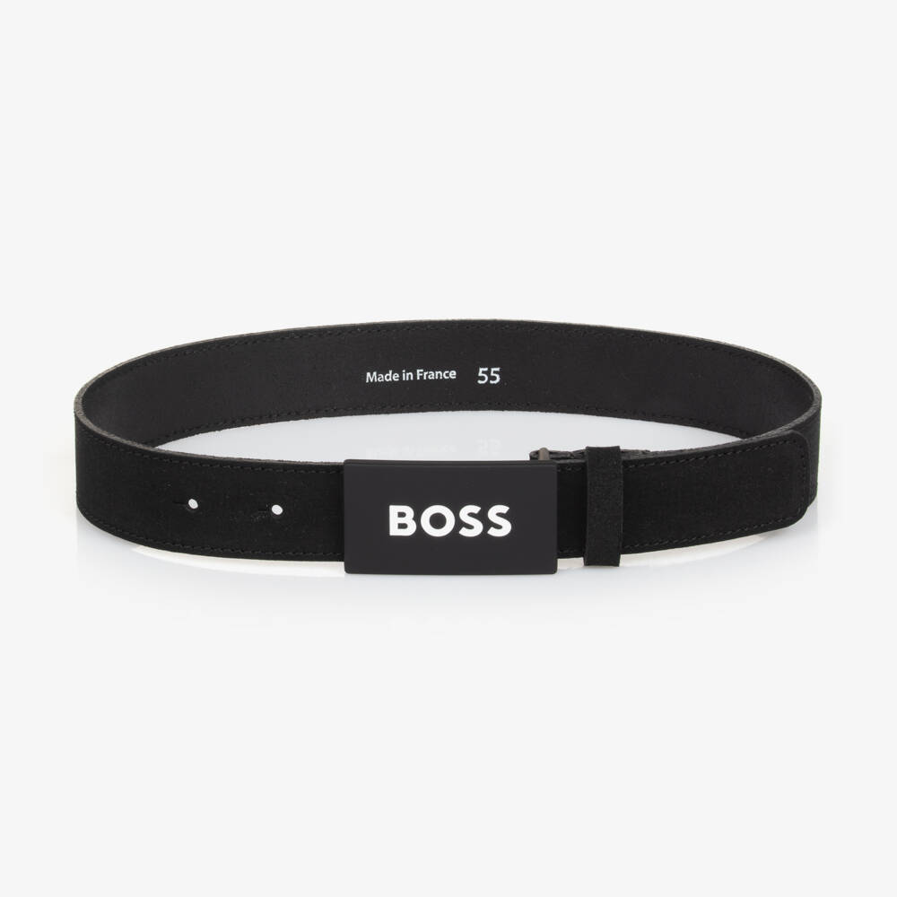 بوس-حزام جلد شامواه لون أسود للأولاد | Childrensalon Outlet