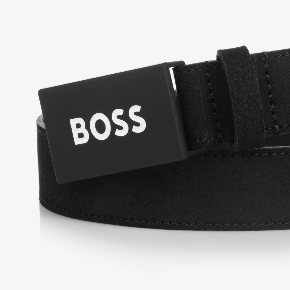 بوس-حزام جلد شامواه لون أسود للأولاد | Childrensalon Outlet