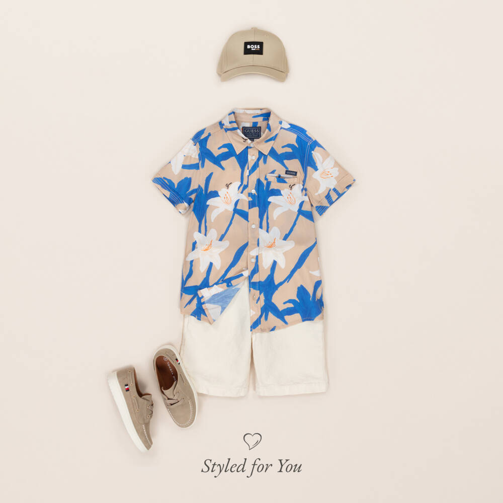 BOSS-Boys Tan Cotton Twill Hat | Childrensalon Outlet