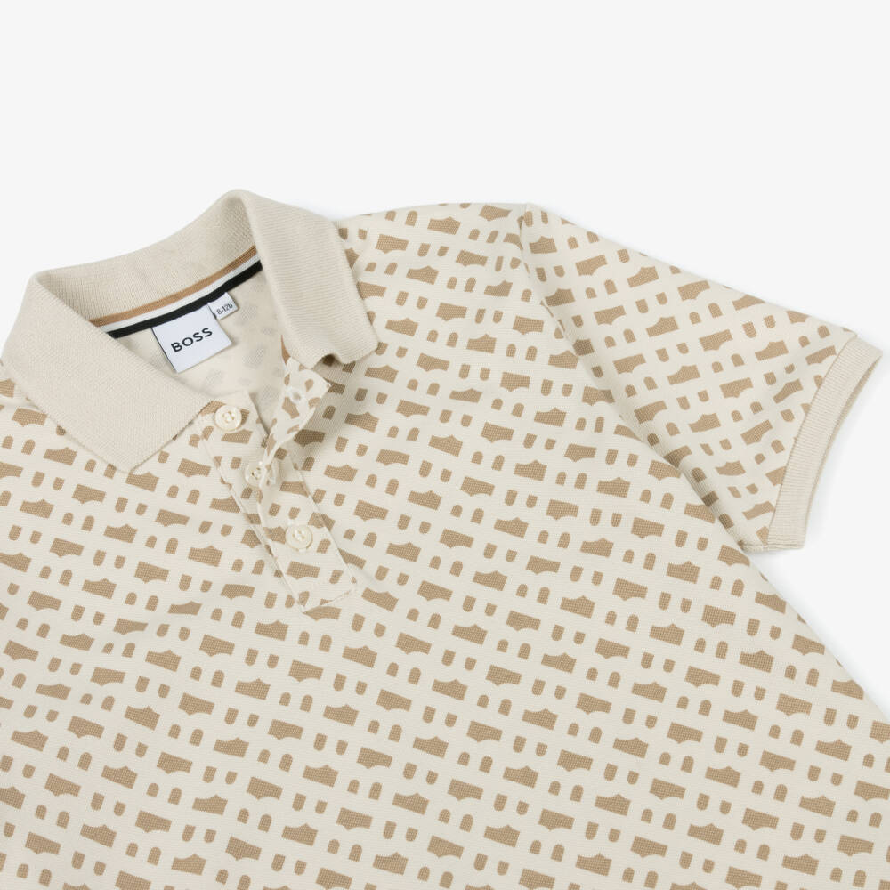 BOSS-Boys Tan Signature Piqué Polo | Childrensalon Outlet