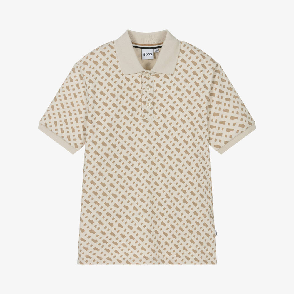 BOSS-Boys Tan Signature Piqué Polo | Childrensalon Outlet