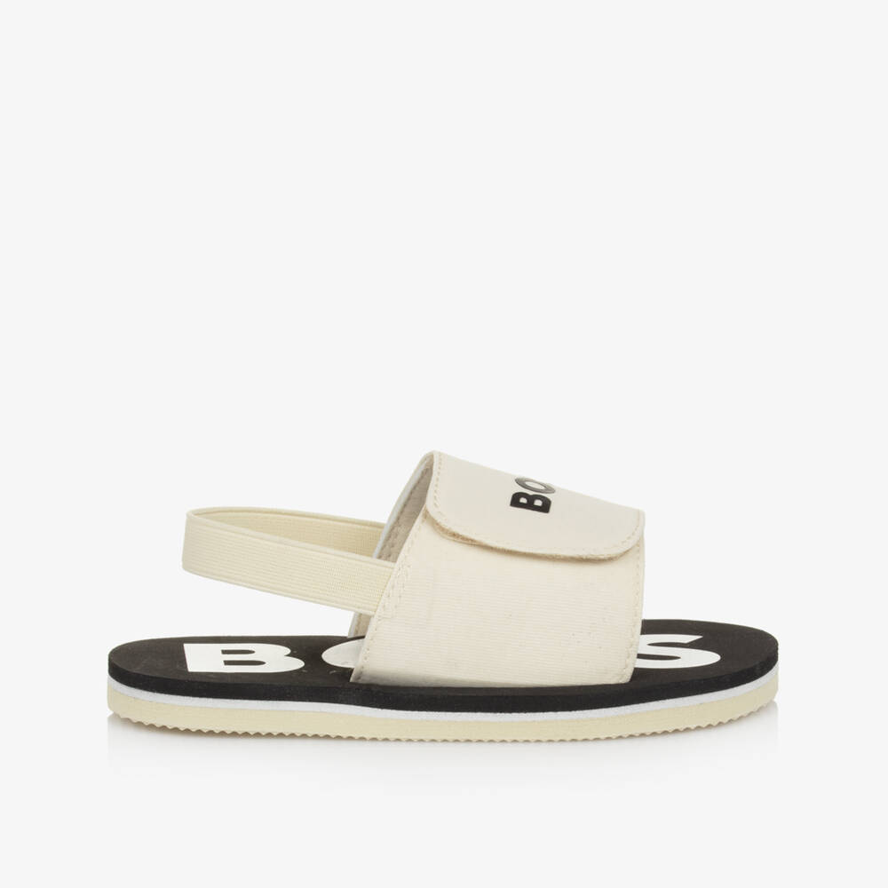 BOSS-Boys Taupe Hook-and-Loop Sandals | Childrensalon Outlet