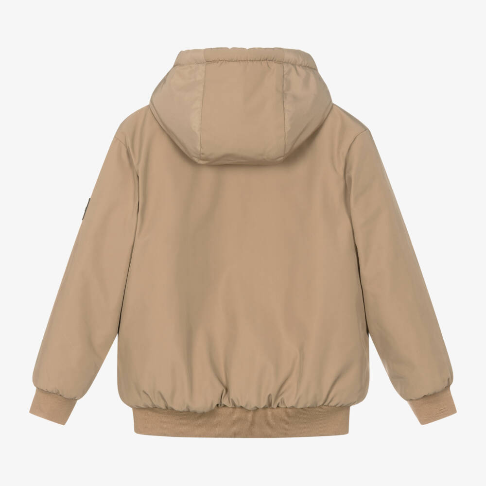 BOSS-Boys Taupe Reversible Fleece Coat | Childrensalon Outlet