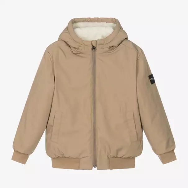 BOSS-Boys Taupe Reversible Fleece Coat | Childrensalon Outlet