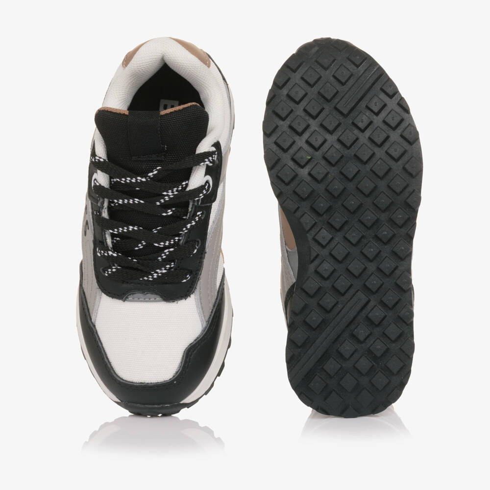 BOSS-Boys Tricolour Leather & Mesh Logo Trainers | Childrensalon Outlet