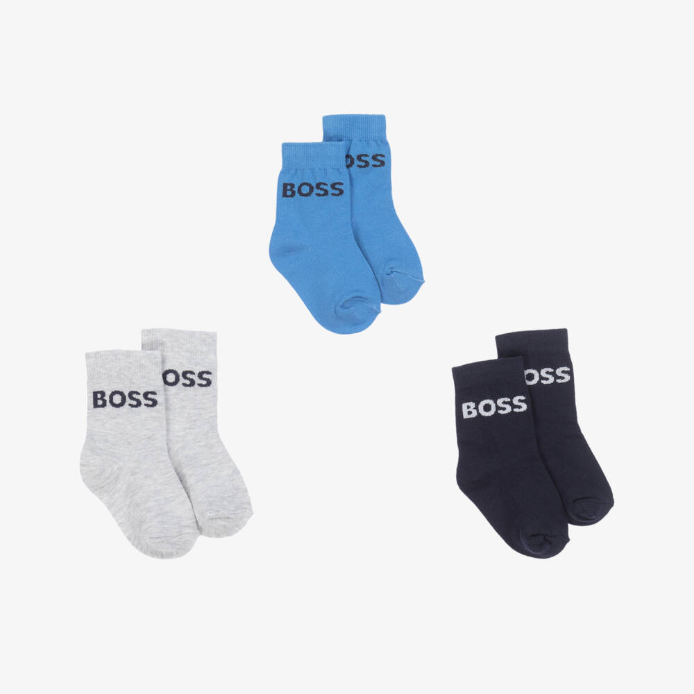 BOSS-Boys' Trio of Blue-Grey Socks | Childrensalon Outlet
