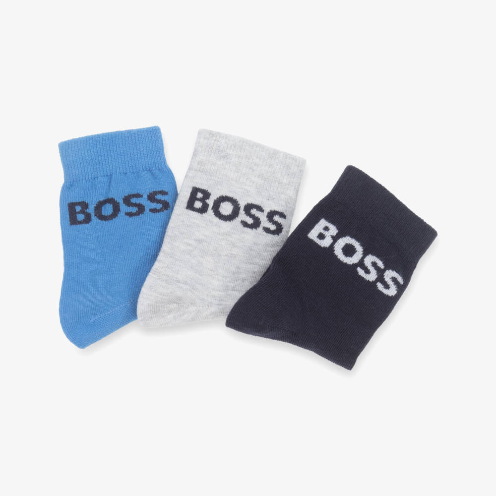 BOSS-Boys' Trio of Blue-Grey Socks | Childrensalon Outlet