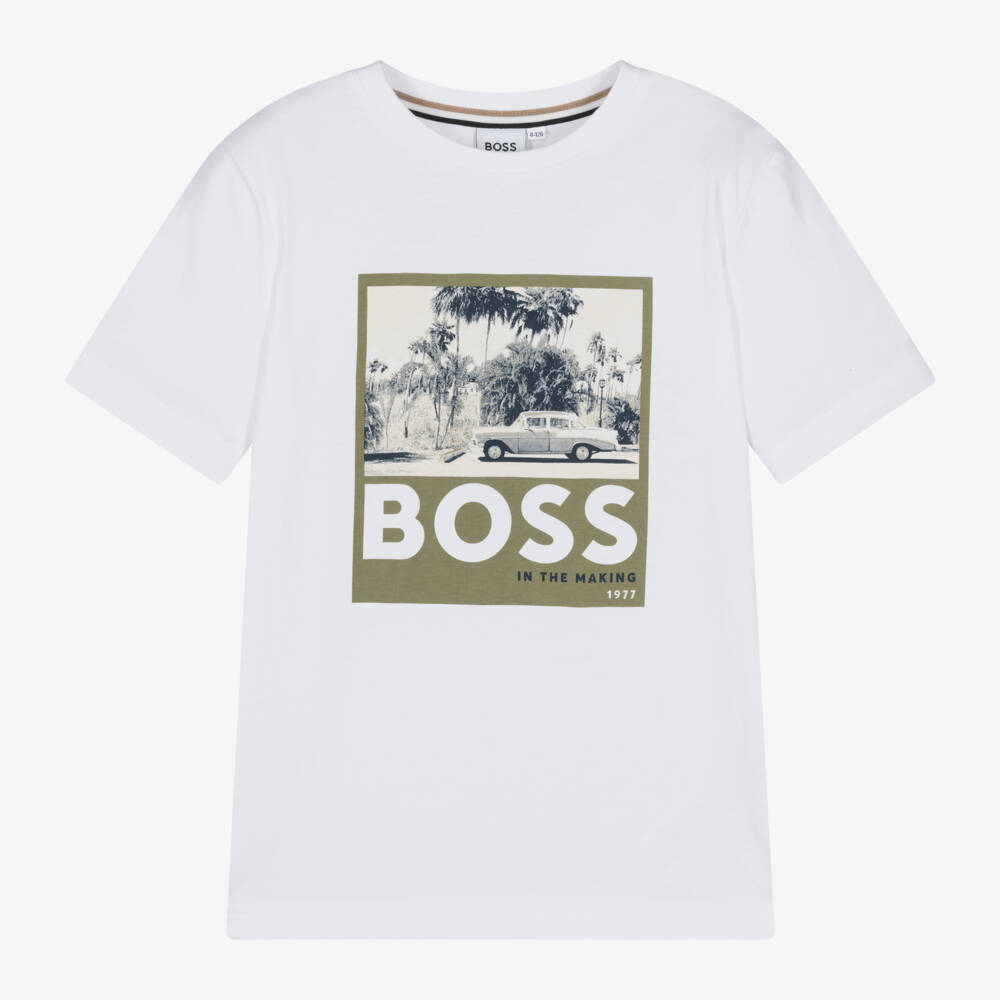 BOSS-تي شيرت أبيض استوائي للأولاد | Childrensalon Outlet